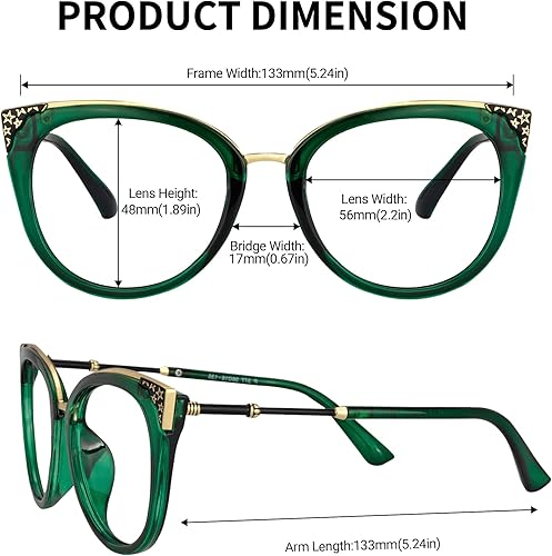 Miniatura 3 de Zeelool Gafas retro de gran tamaño con bloqueo de luz azul ojo de gato para mujer Dalton OP01934