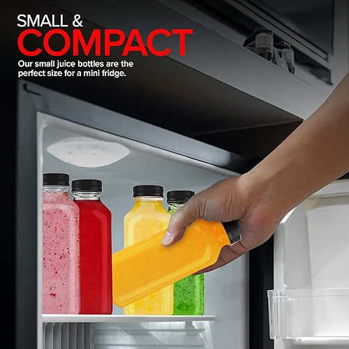 Miniatura 6 de Botellas de jugo con tapas para jugos y licuados, botellas de plástico vacías transparentes reutilizables con tapas, recipientes de bebida de 16