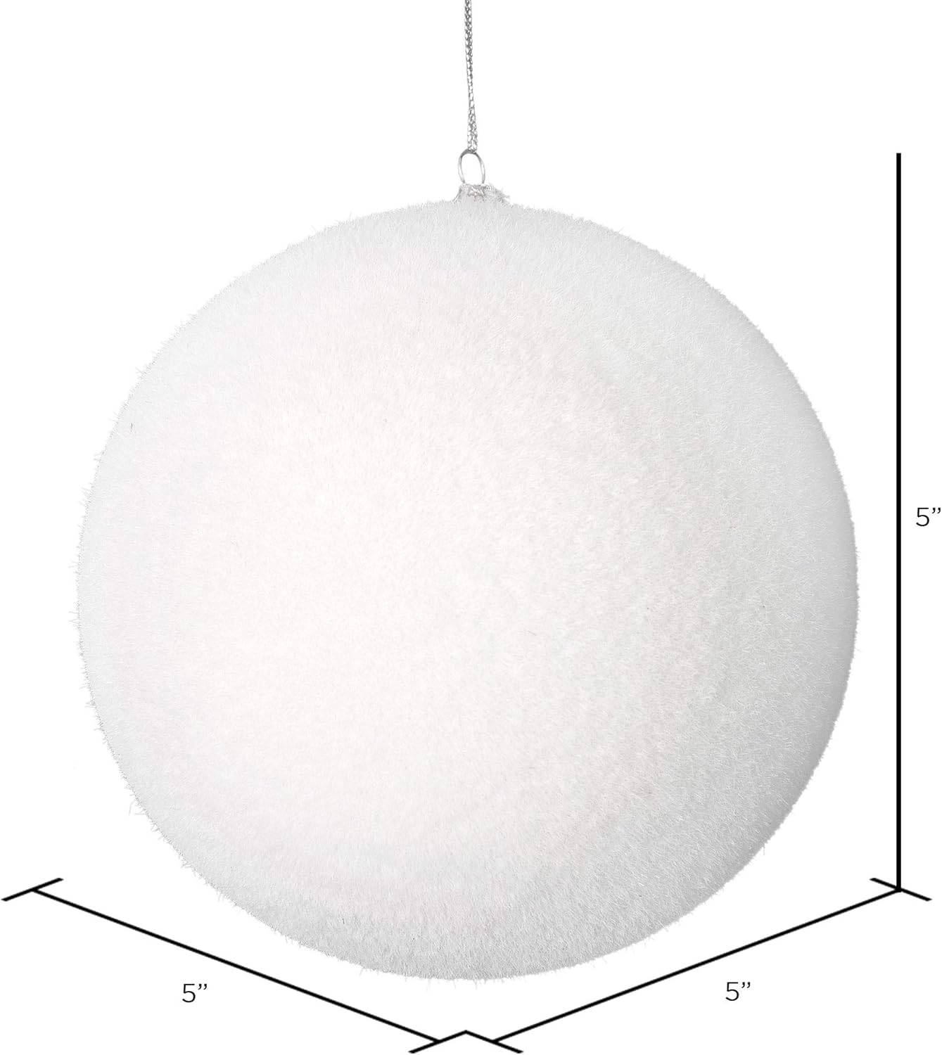 Vickerman 10" Plastic Ball Ornament with Metal Cap in Flocked White