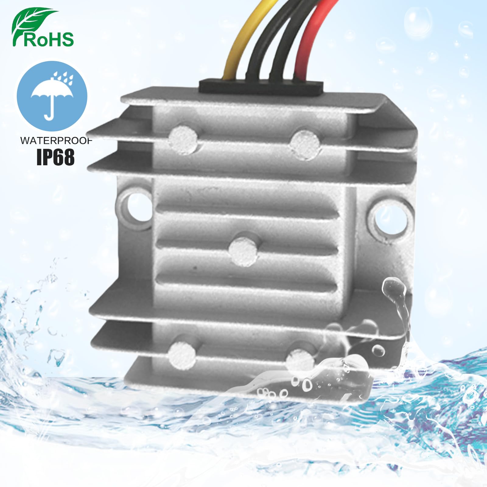 Przetwornica napięcia DC 8 V-40 V na 12 V 5 A 60 W, automatyczny regulator napięcia Step Up Down DC, wodoszczelność IP68, stabilizator napięcia 12 V i ogranicznik napięcia do silnika wentylatora