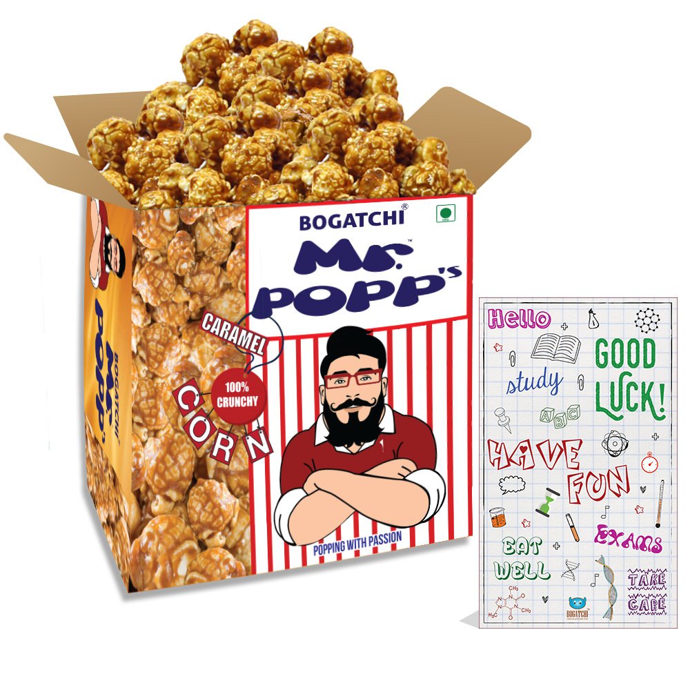 BOGATCHI Mr.POPP's Caramel Popcorn, 100% Crunchy Mushroom Popped Kernels, Handcrafted Gourmet Popcorn, Best Exam Time Gift, 375g + Free Exam Time Greeting Card-image-41