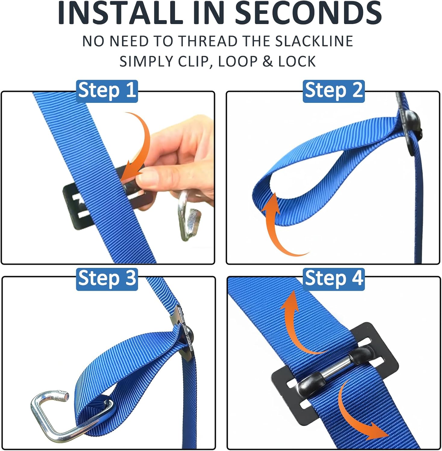 Ninja Warrior Obstacle Course for Kids - 2*56FT Slackline Kit with 8 Obstacles | Upgraded Quick-Install Buckles (No Threading Needed), 900lbs Max Load Backyard Training Gear