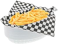 Vista 1 de FEOOWV Combo de cesta de comida rápida de estilo retro (12 unidades) y forro a cuadros (100 unidades). La cesta de comida rápida es apta