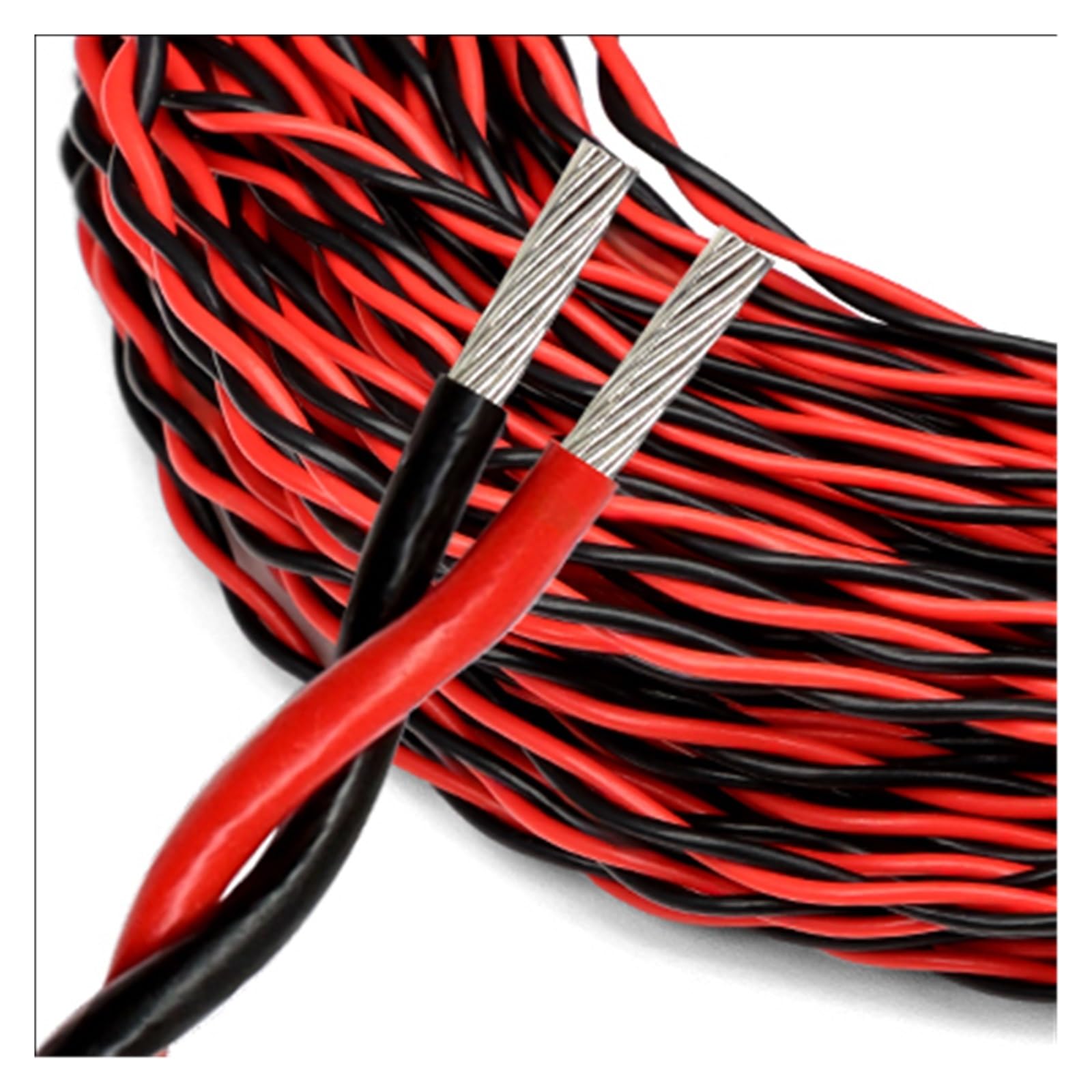 1 cable de cobre PTFE de 2/10/50 m de 26-13 AWG FEP aislado resistente par trenzado cable de señal electrónica de 2 pines (rojo y negro, 2 metros, 13 AWG cuadrado de 2,5 mm)