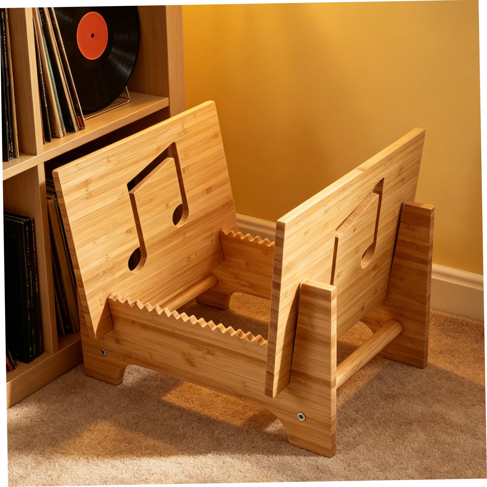 Sosoport Porta Dischi in Legno per Vinili con Design Raffinato e Robusto Supporto per Collezione di Dischi in Vinile Adatto Soggiorno o Studio