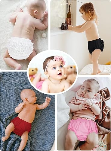 Miniatura 5 de Century Star Baby Bloomers - Funda para pañales con volantes para niñas y recién nacidos, pantalones cortos de algodón
