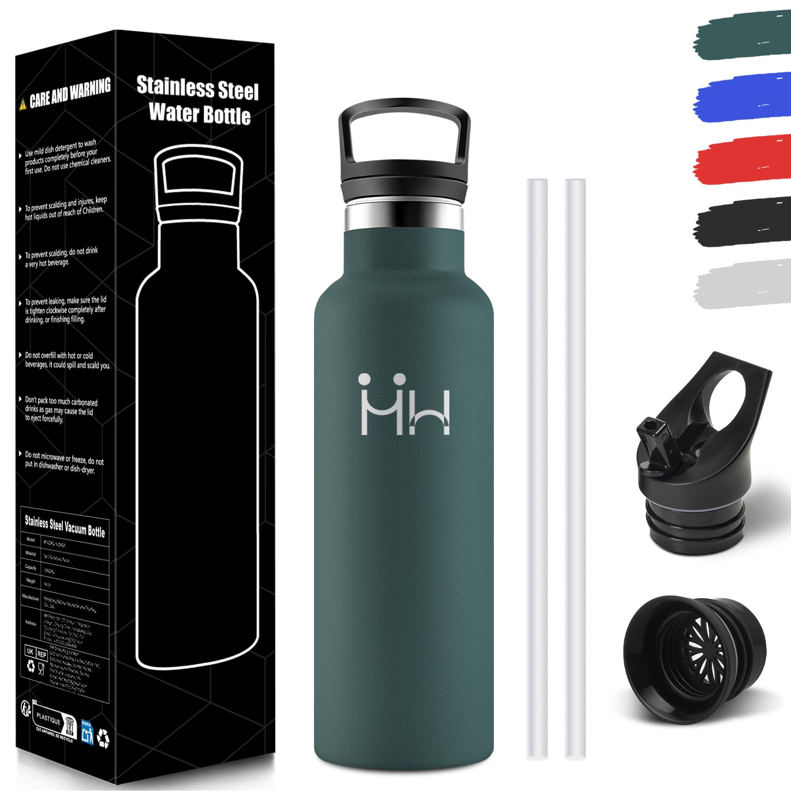 HoneyHolly Borraccia Termica Bambini 500ML, Senza BPA, Bottiglia Termica, Acciaio Inossidabile 18/8, Borraccia Con Cannuccia, A Prova Di Perdite, Borracce Per Scuola, Sport, Ufficio