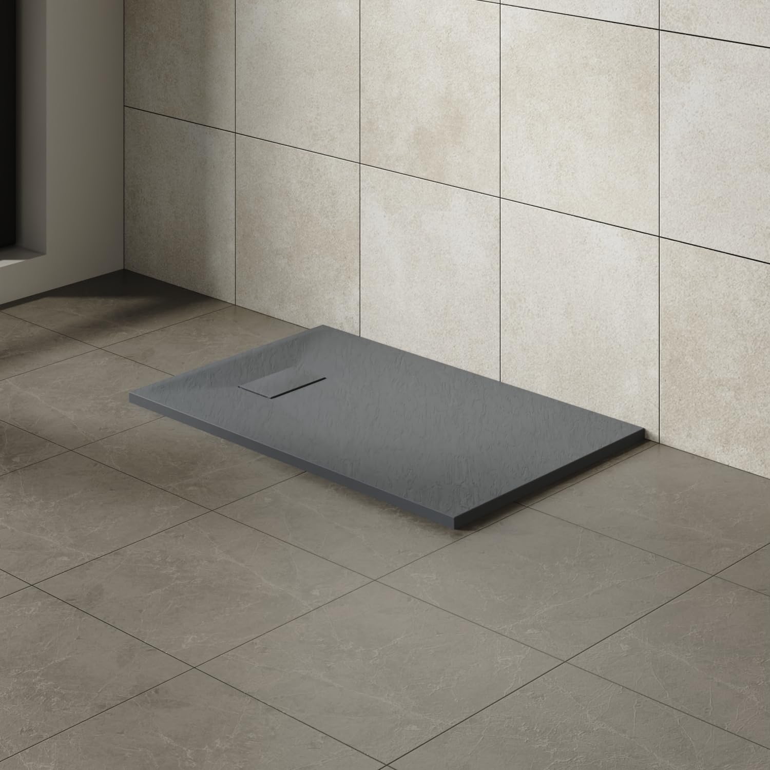 Aquariss Anthracite 1000X700mm Smc Anti Slip Shower Base Tray Rectangular For Shower Enclosure
