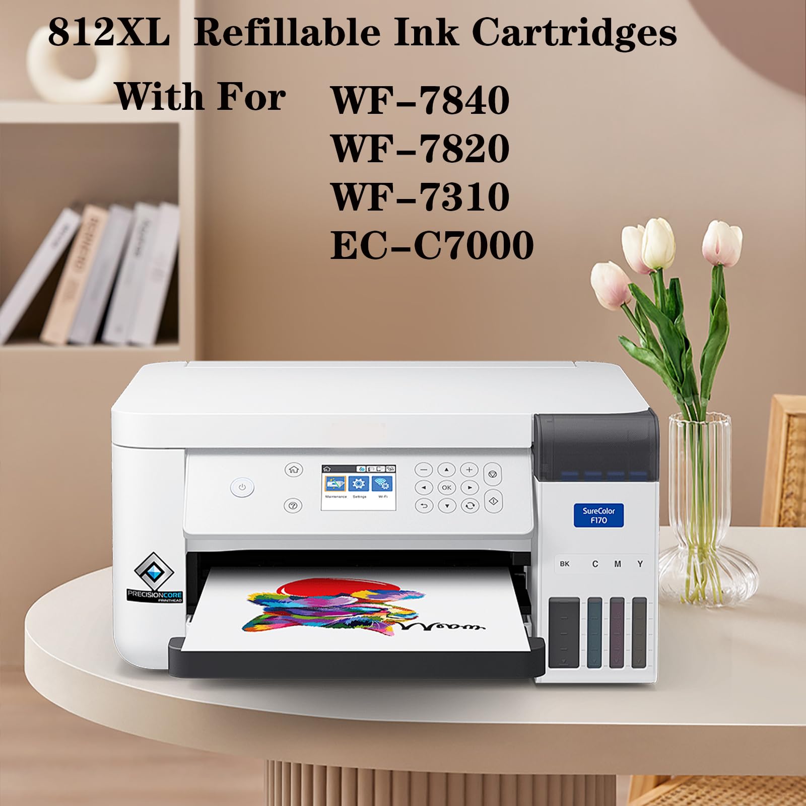 Wiederaufbereitete 812XL nachfüllbare leere Sublimationstintenpatronen mit Einwegchip 812XL Workforce Pro WF-7840 WF-7820 WF-7310 EC-C7000 Drucker für regulären oder Sublimationsdruck