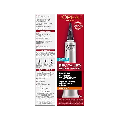 Miniatura 10 de LOreal Paris Revitalift Derm Intensives Suero de vitamina C pura para piel radiantes y más brillantes iguala el tono de piel y reducción visible de