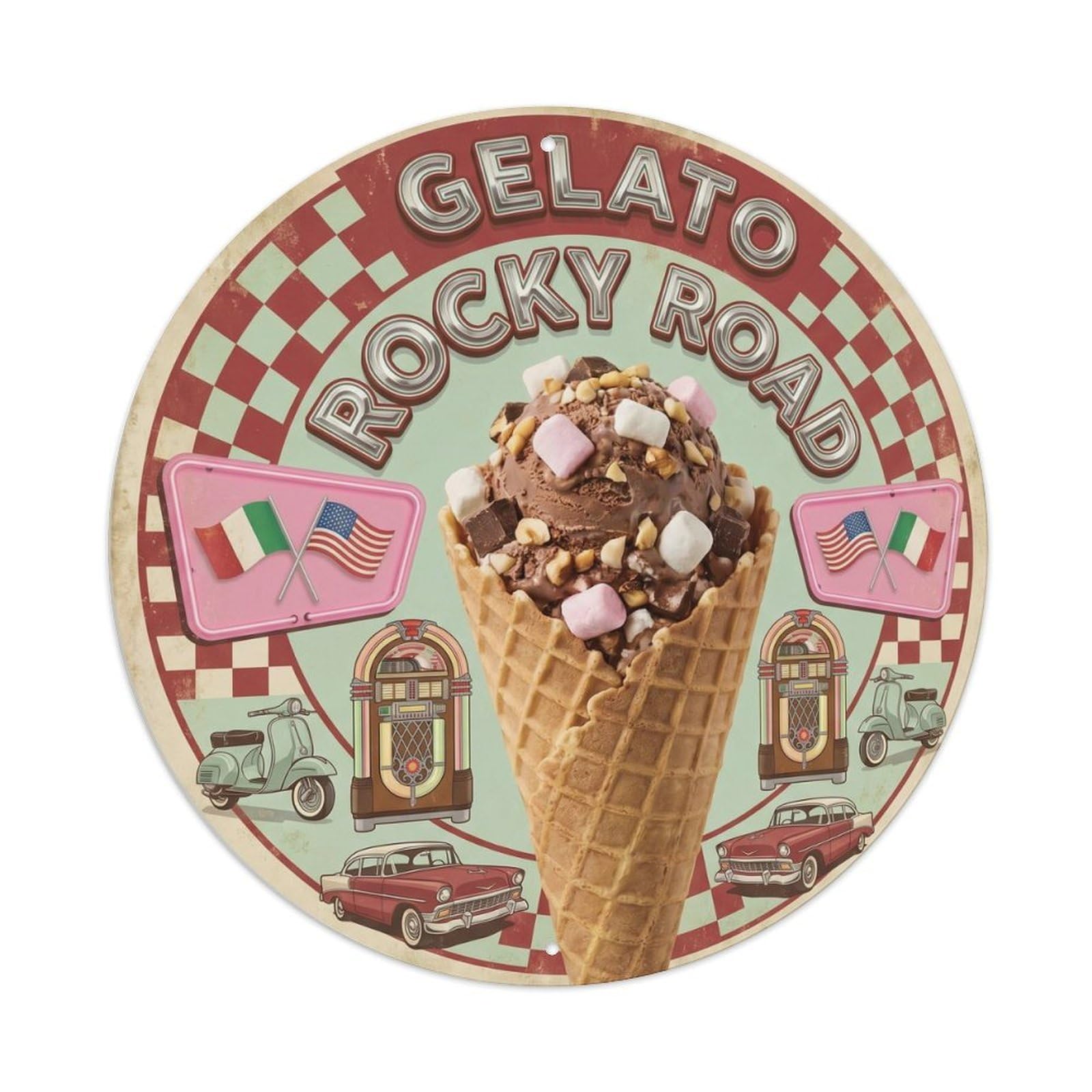 Classic Gelato Ice Cream 1950s Diner Parlor Metal Tin Sign