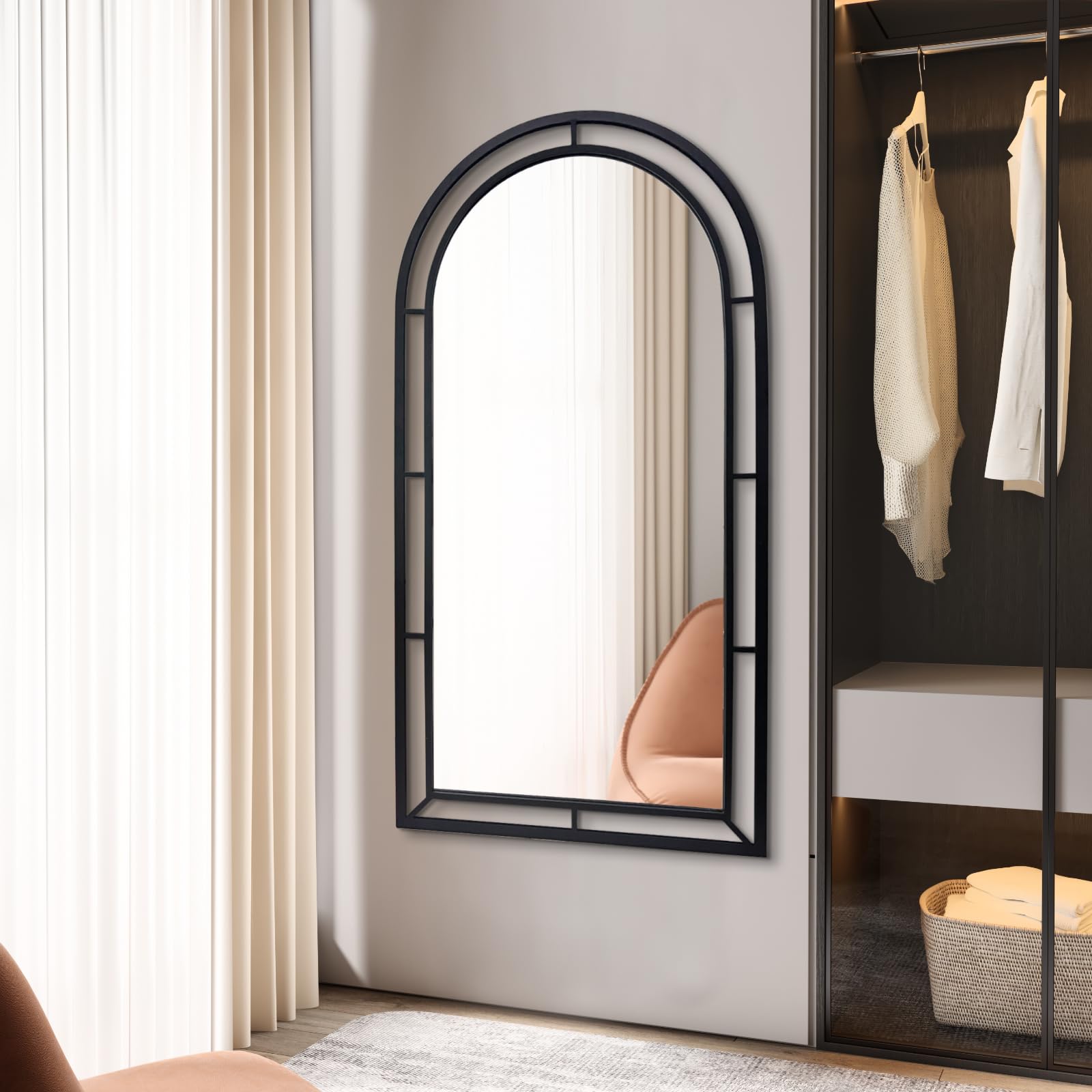 WAMIRRO - Espejo de ventana arqueado, espejo de chimenea para sala de estar, 24 x 40 pulgadas WAMIRRO - Espejo de ventana arqueado, espejo de chimenea para sala de estar, 24 x 40 pulgadas