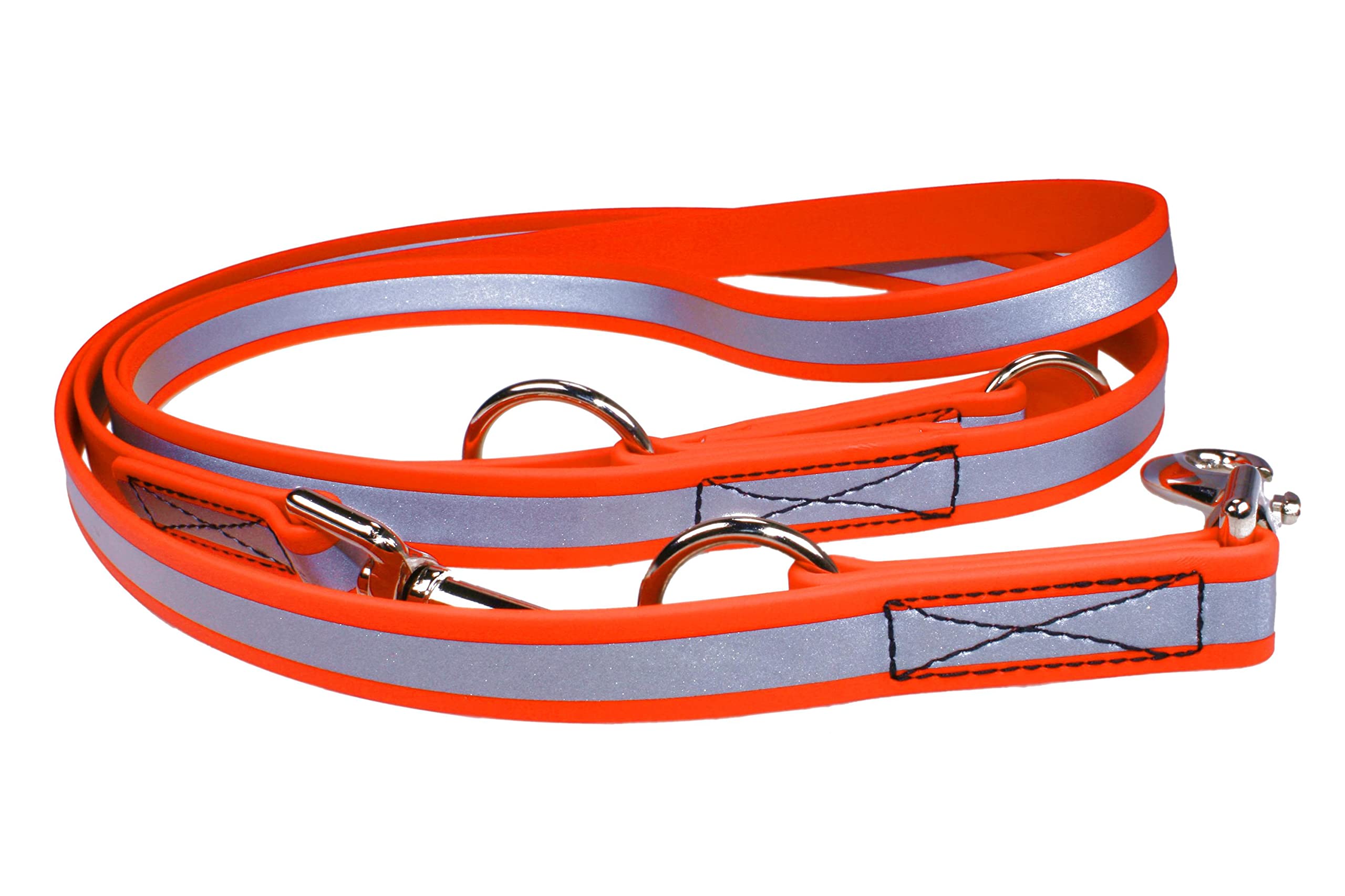 LENNIE 19mm breite Reflex-BioThane Leine für sehr große Hunde ab 35 kg, verstellbare Führleine, Zwei Karabiner, 2m 3m Länge, Karabinerauswahl, genäht