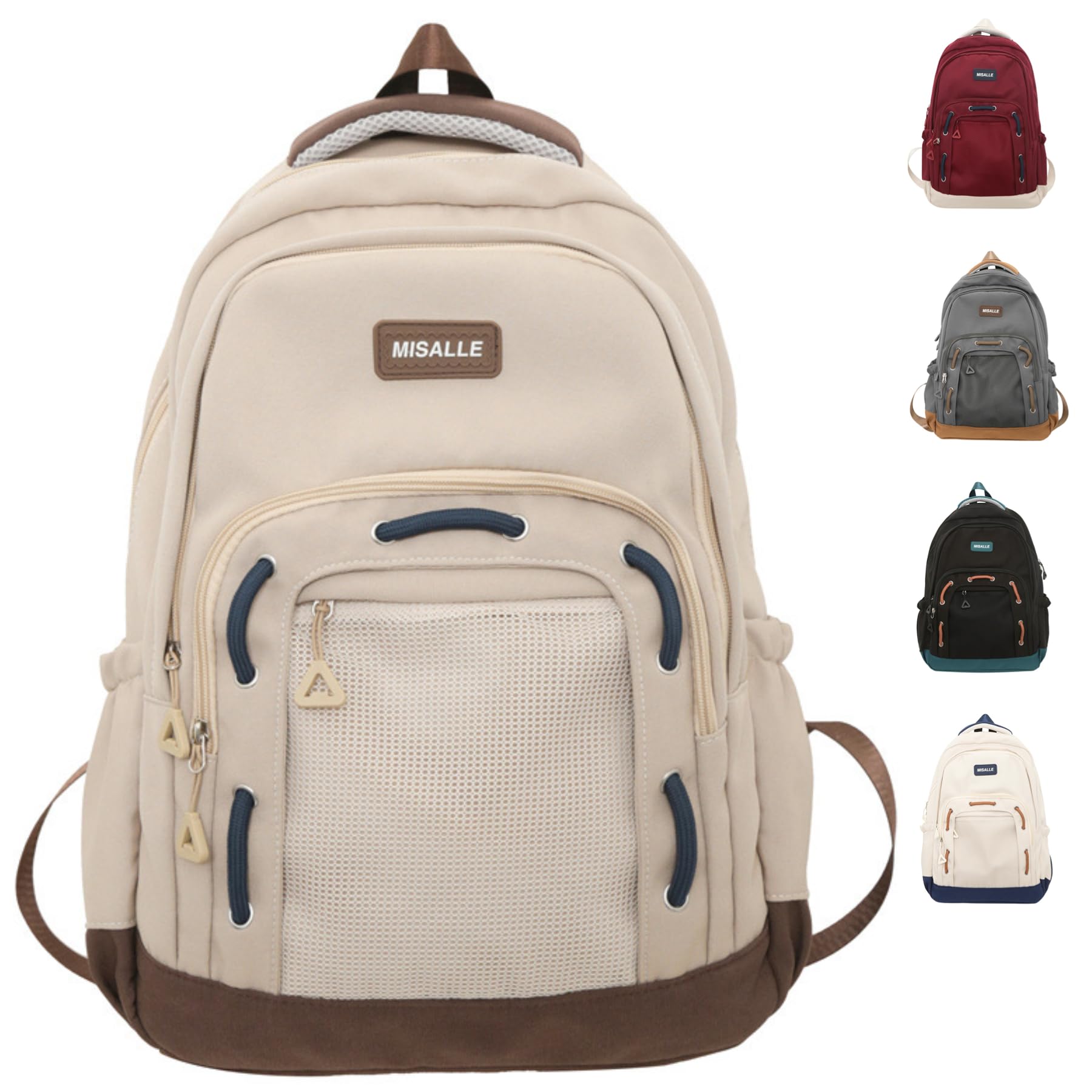 iwhgrmp Kawaii Backpacks Big Capacity Travel Backpack Cute Aesthetic Daypacks Water Resistant Casual Bag (BrownWhite)