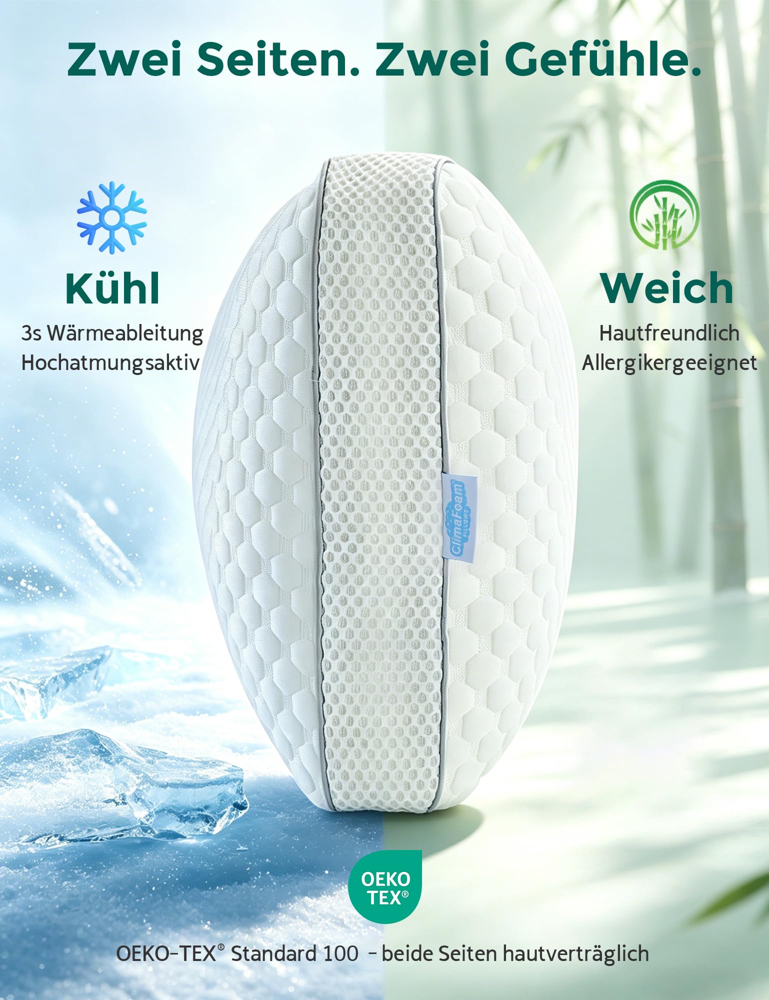 APSMILE Kopfkissen 50x75 cm - Memory Foam Kissen für Seitenschläfer & Mehr - Höhenverstellbares Schlafkissen mit hochwertiger Füllung gegen Nackenschmerzen - Atmungsaktiv - Abnehmbarer Bezug