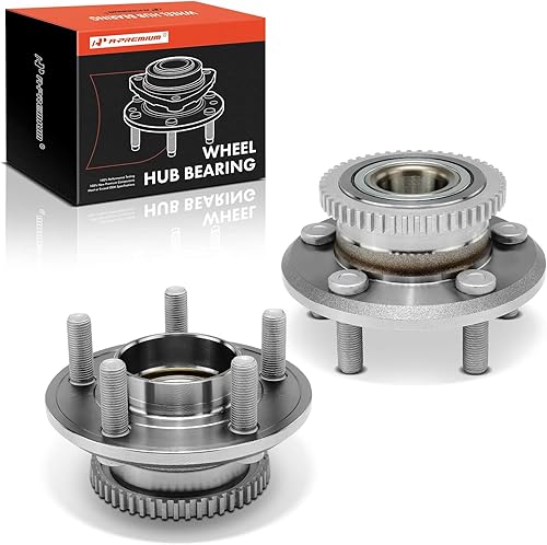 A-Premium 2 rodamientos de rueda delantera y conjunto de cubo con anillo ABS y 5 lengüetas compatibles con Ford Mustang 2015-2021