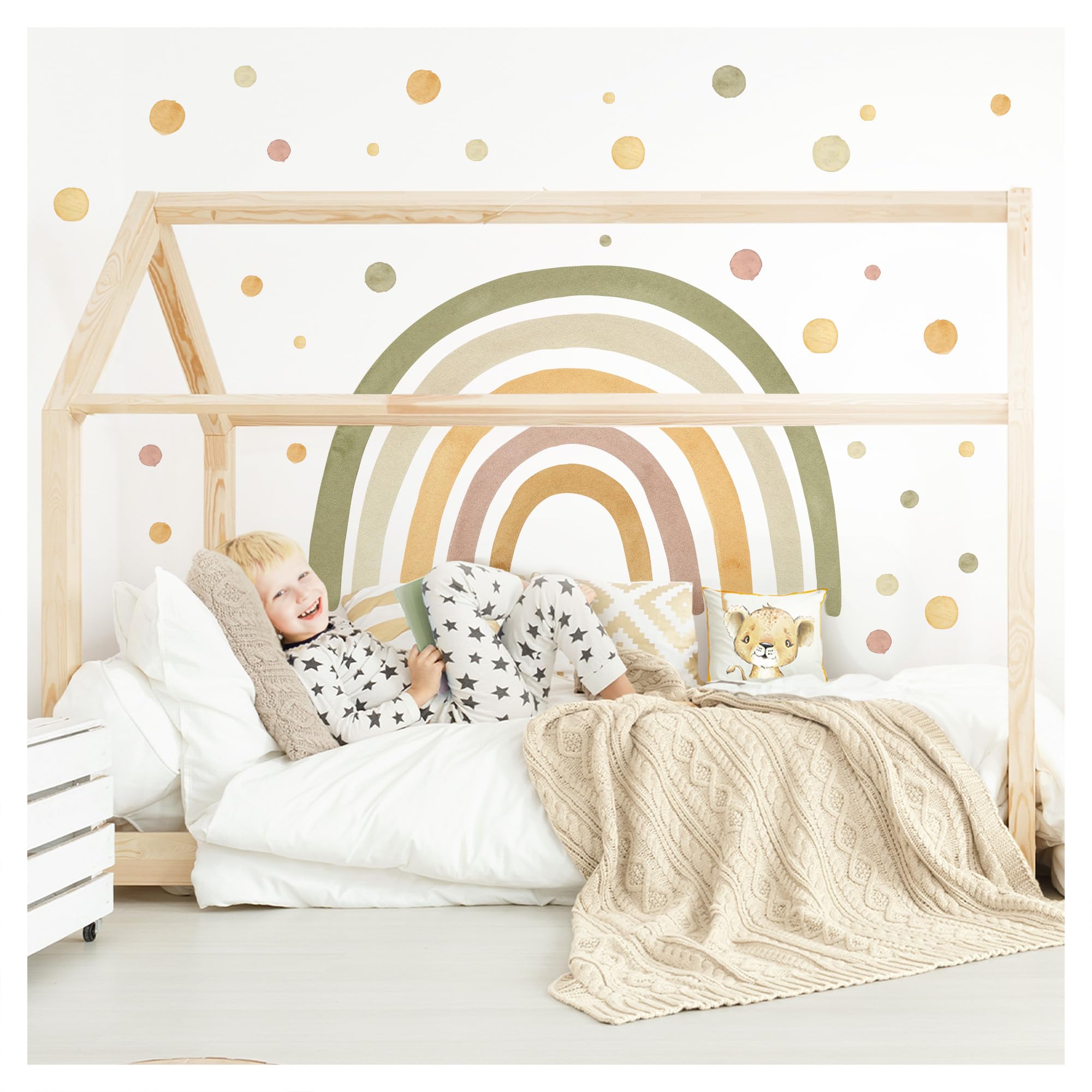 Little Deco Wandtattoo Regenbogen mit Punkten grün gelb DL5082 XL