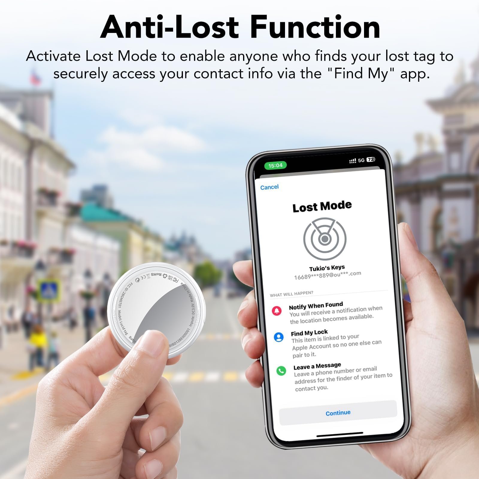 Tukio Air Tracker, Key Finder funziona con Trova la mia app (solo iOS), Bluetooth Tracker e localizzatore di oggetti con suono, il tuo tracker bagagli, Key Tracker, Pet Tracker, Bianco Puro (3 Pack)