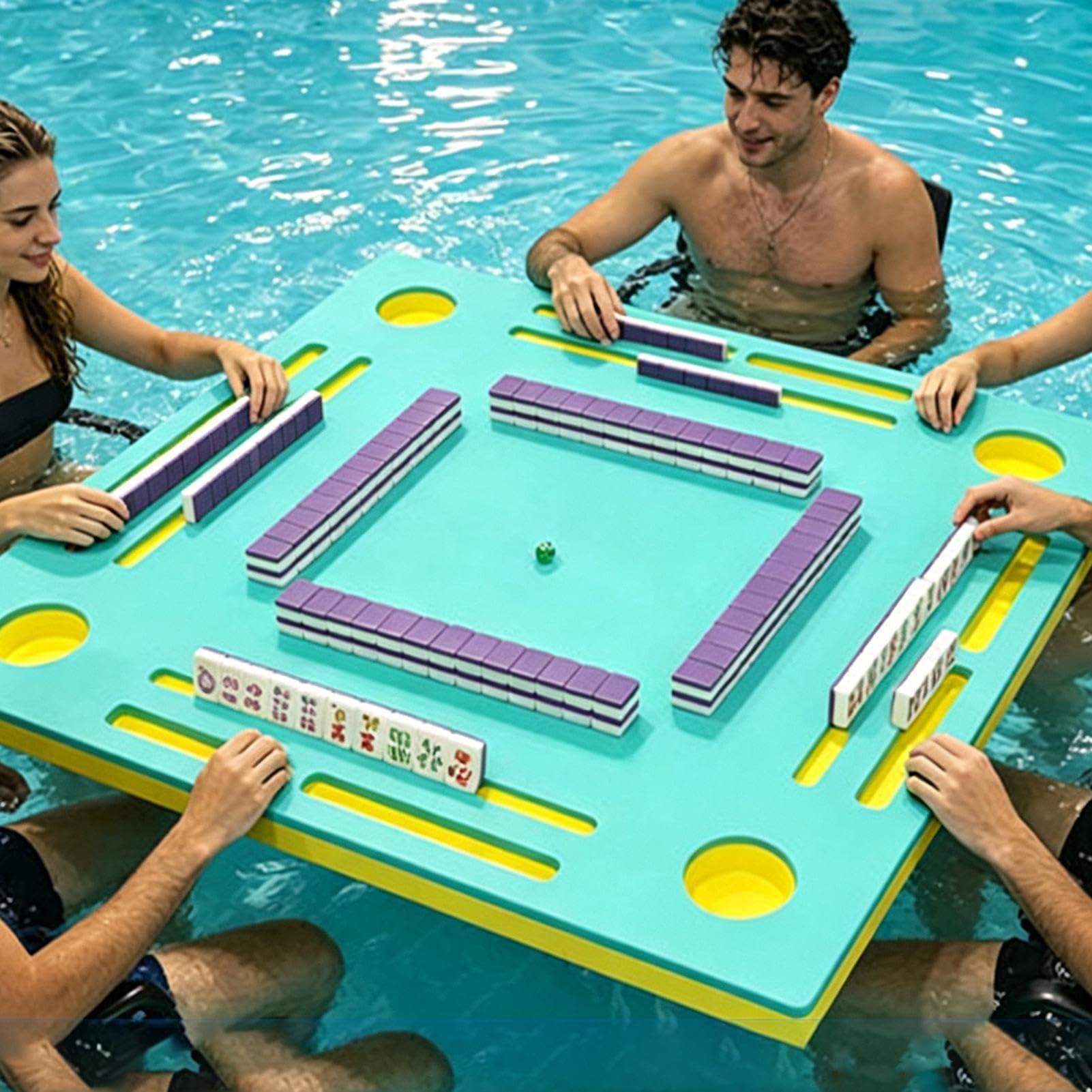 Basenowe Płytki Mahjong Interaktywne karty wodne do zabawy | Amerykański Zestaw Mahjong Do Przyjęć Domowych, Spotkań, Plaży, Wakacji, Podróży, Ogrodu Oraz Na Świeżym
