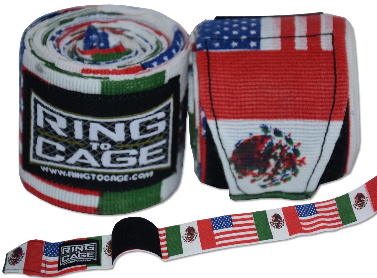 Photo 1 of Ring to Cage Mexico-USA Printed Handwraps Mexican Style Stretchable 180"
