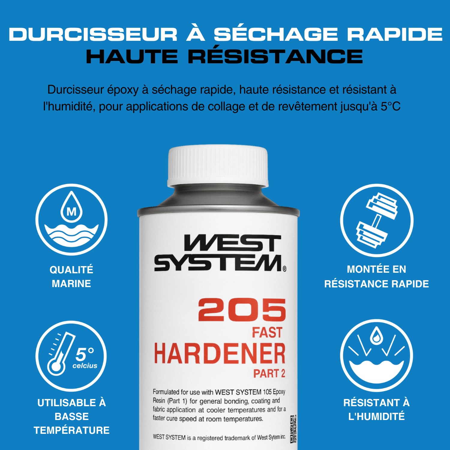 WEST SYSTEM 105-K Kit Réparation Fibre de Verre Carrosserie – Résine Époxy avec Durcisseur, Adhésif Bi-composant Marine pour Bateaux – Inclut Gants, Brosses, Seringues, Bande Verre et Matériel