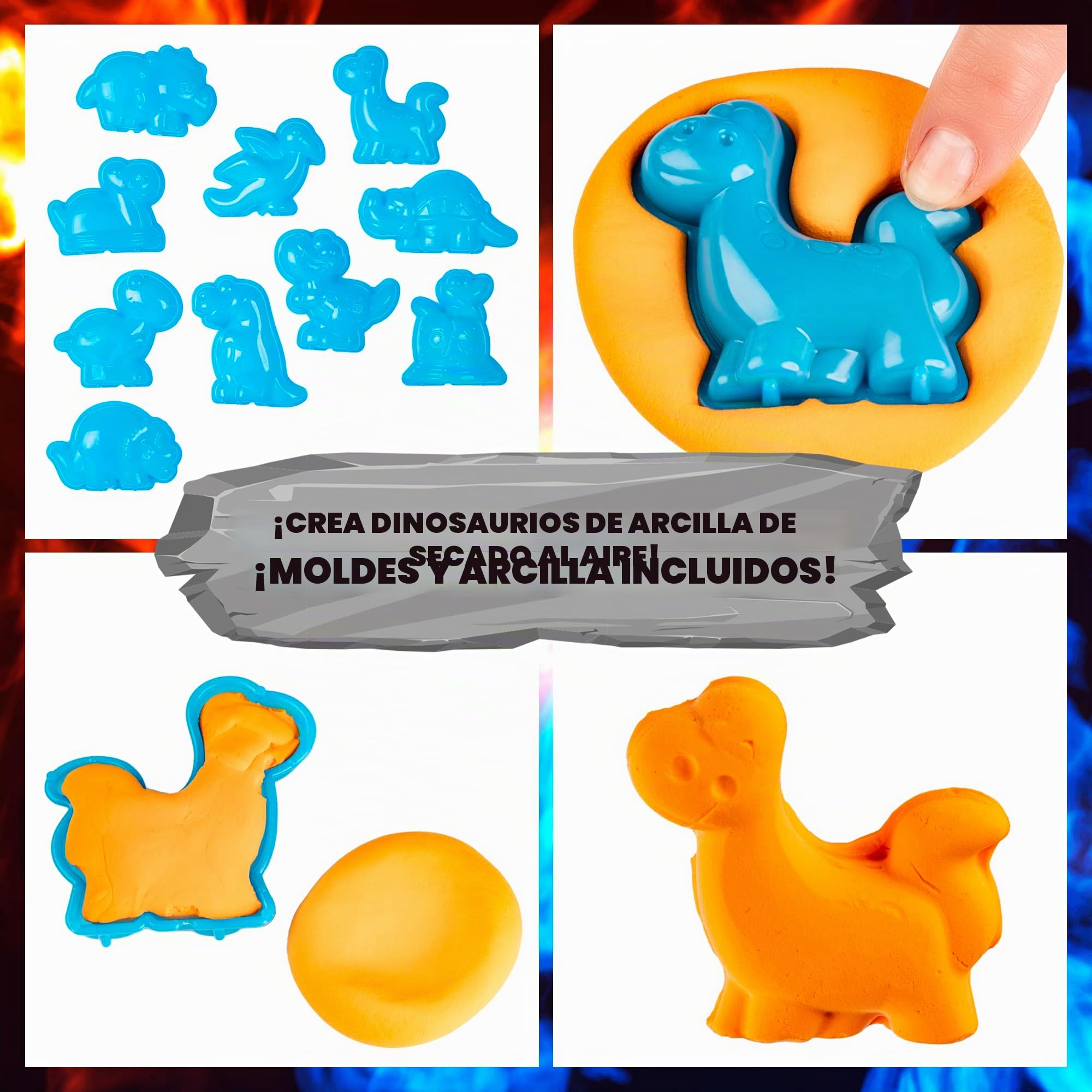 Original Stationery Kit de Slime Ya Hecho Batalla de Dinosaurios y Monstruos, Set de Slime con 14 Slimes Prefabricados para Niños, Moldes Divertidos de Dinosaurios de Juguete
