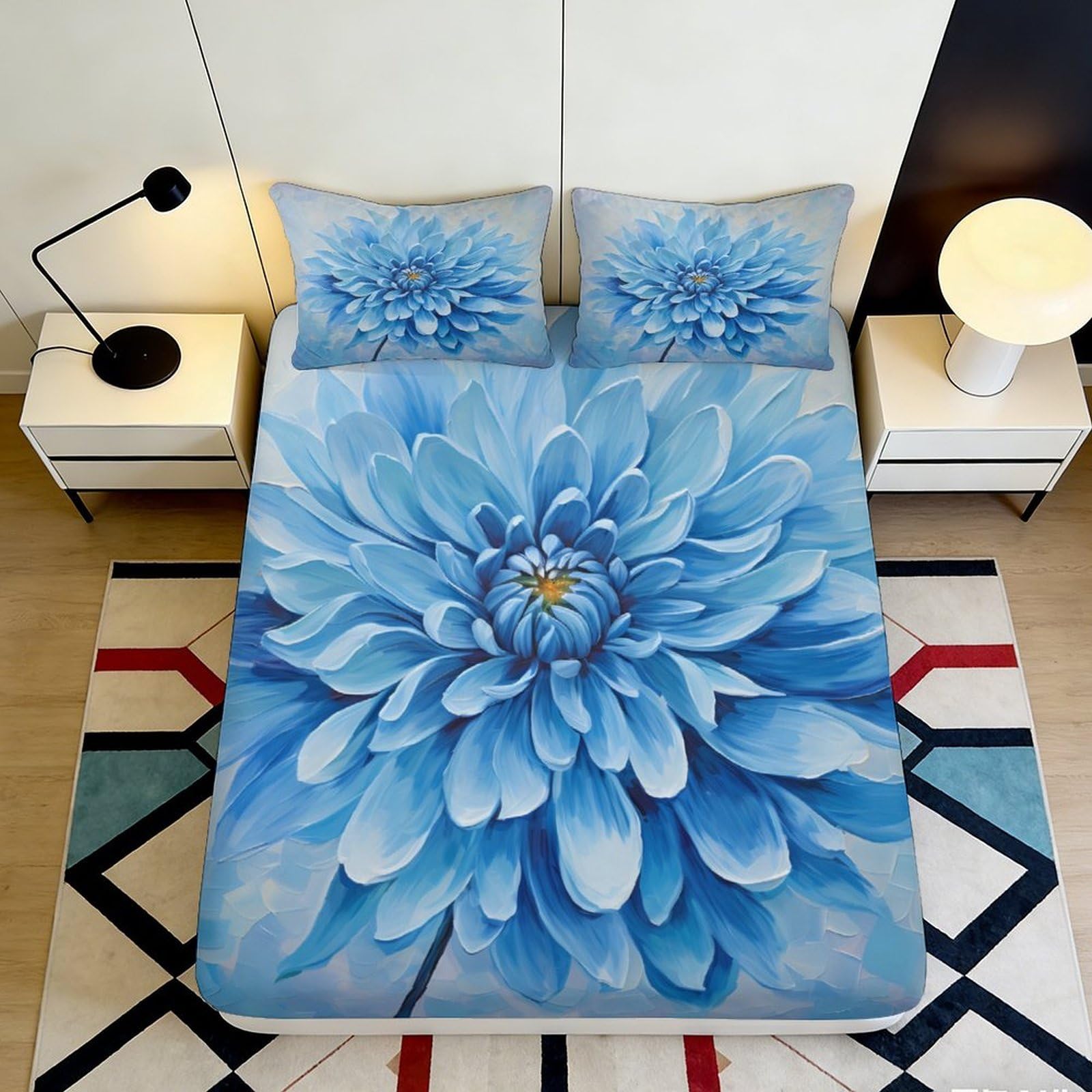 3D Printed Elephant Family Fitted Sheet Microfiber Anti-Slip Mattress Cover Machine Washable Bedroom Decor 90x200x25cm
