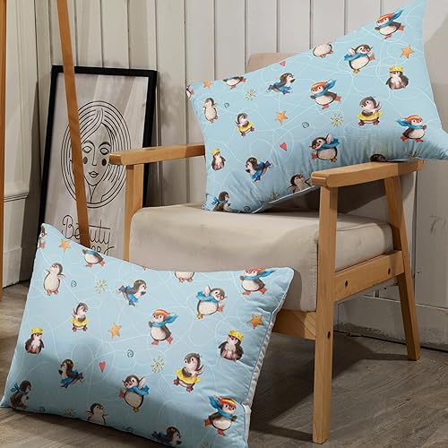 Miniatura 6 de AILONEN Juego de sábanas bajeras de pingüino, tamaño individual, juego de sábanas de animales antárticos, lindo juego de ropa de cama con estampado