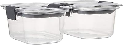 Rubbermaid Brilliance Food Storage Container, Small, 1.3 Cup, Clear, 2-Pack