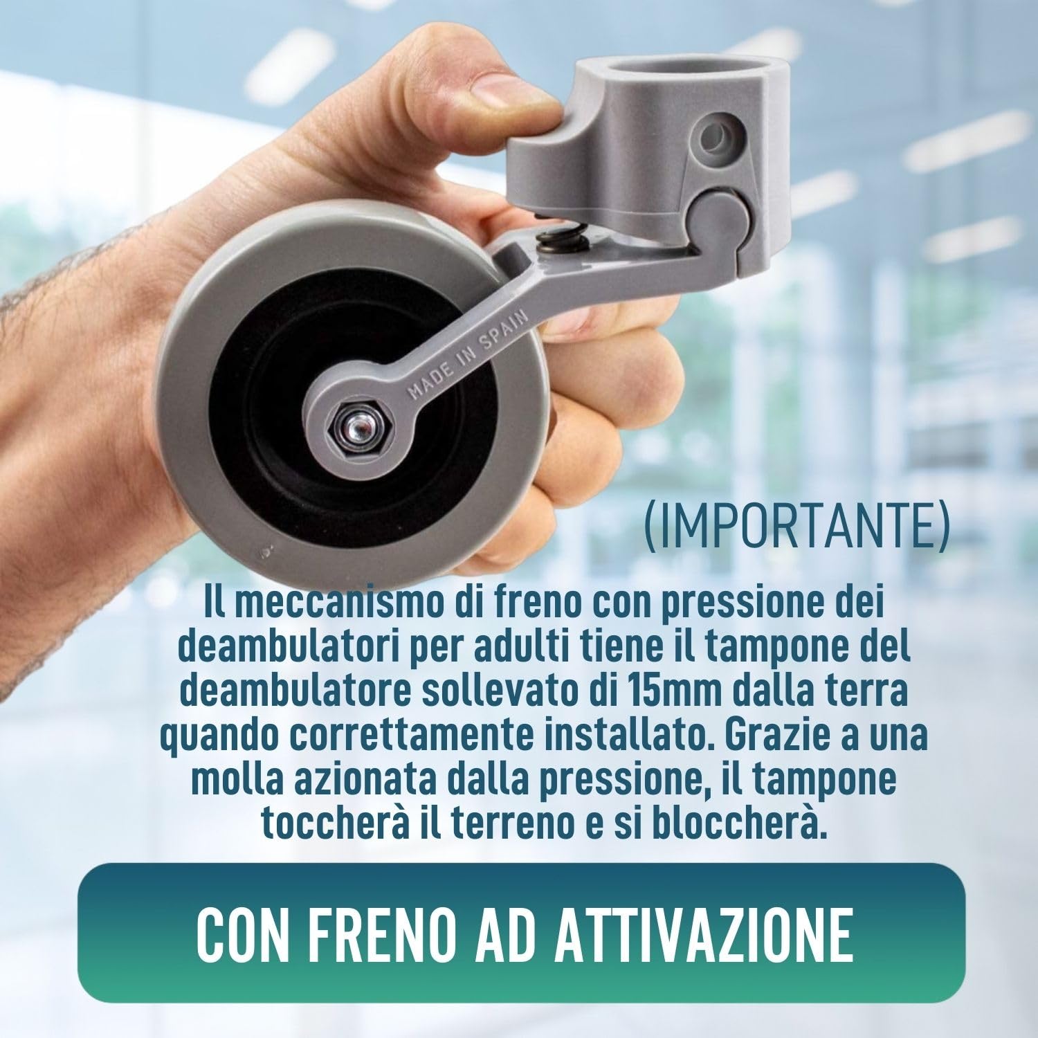 OrtoPrime ruote per carrello - ruote per deambulatore per Anziani - Ricambio Ruote Adattabili a Girello per Anziani - Ruote Deambulatore per tubi da 30 mm 25 mm e 22 mm - Facile Installazione.