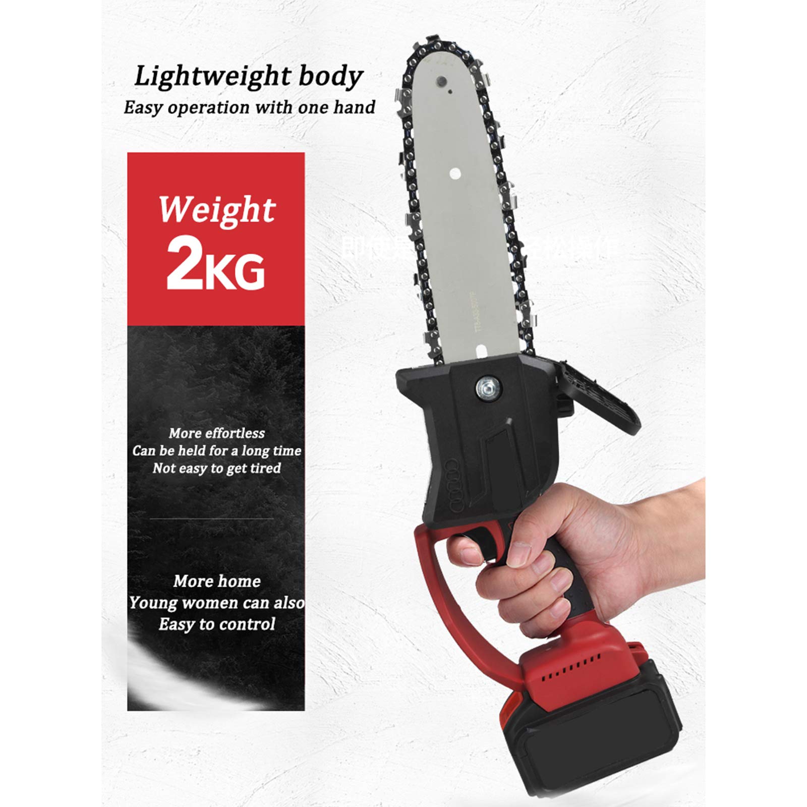 Tronconneuse Electrique sans Fil, Scie a Bois avec Batterie et Chargeur, Scie Miniature de Jardin pour La Coupe De Bois De Branche d'arbre, Mini Chainsaw