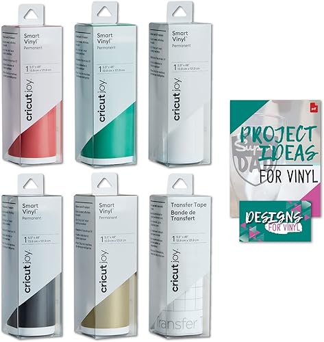 Miniatura 1 de Cricut Joy Smart - Paquete de vinilo permanente  Paquete de vinilo adhesivo en negro, dorado, blanco, verde y rojo, para calcomanías, decoración del