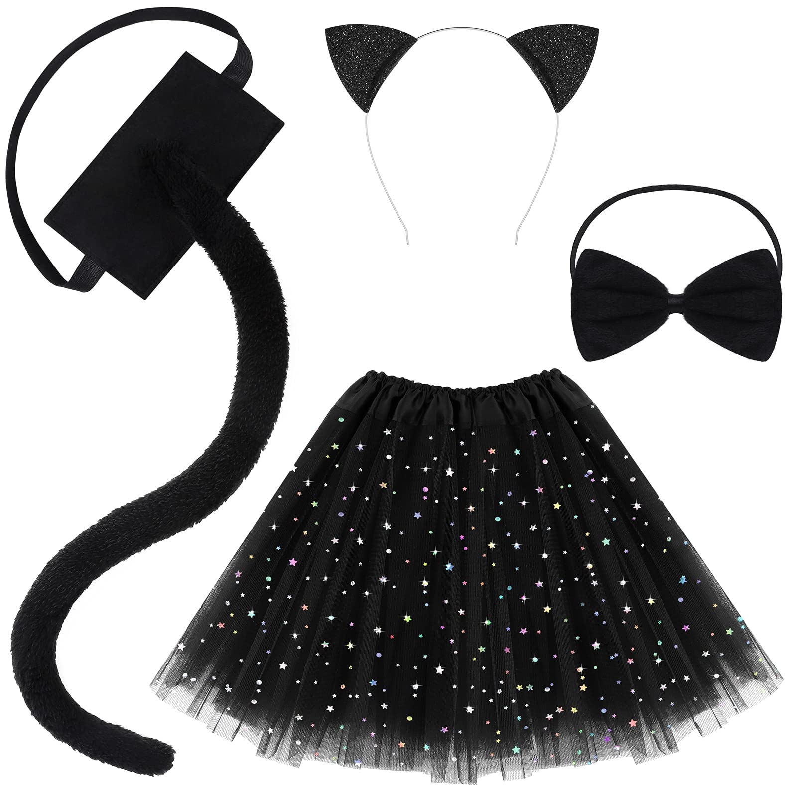 URATOT Black Cat Costume Set Cat Cosplay Costume Cat Ears Headband