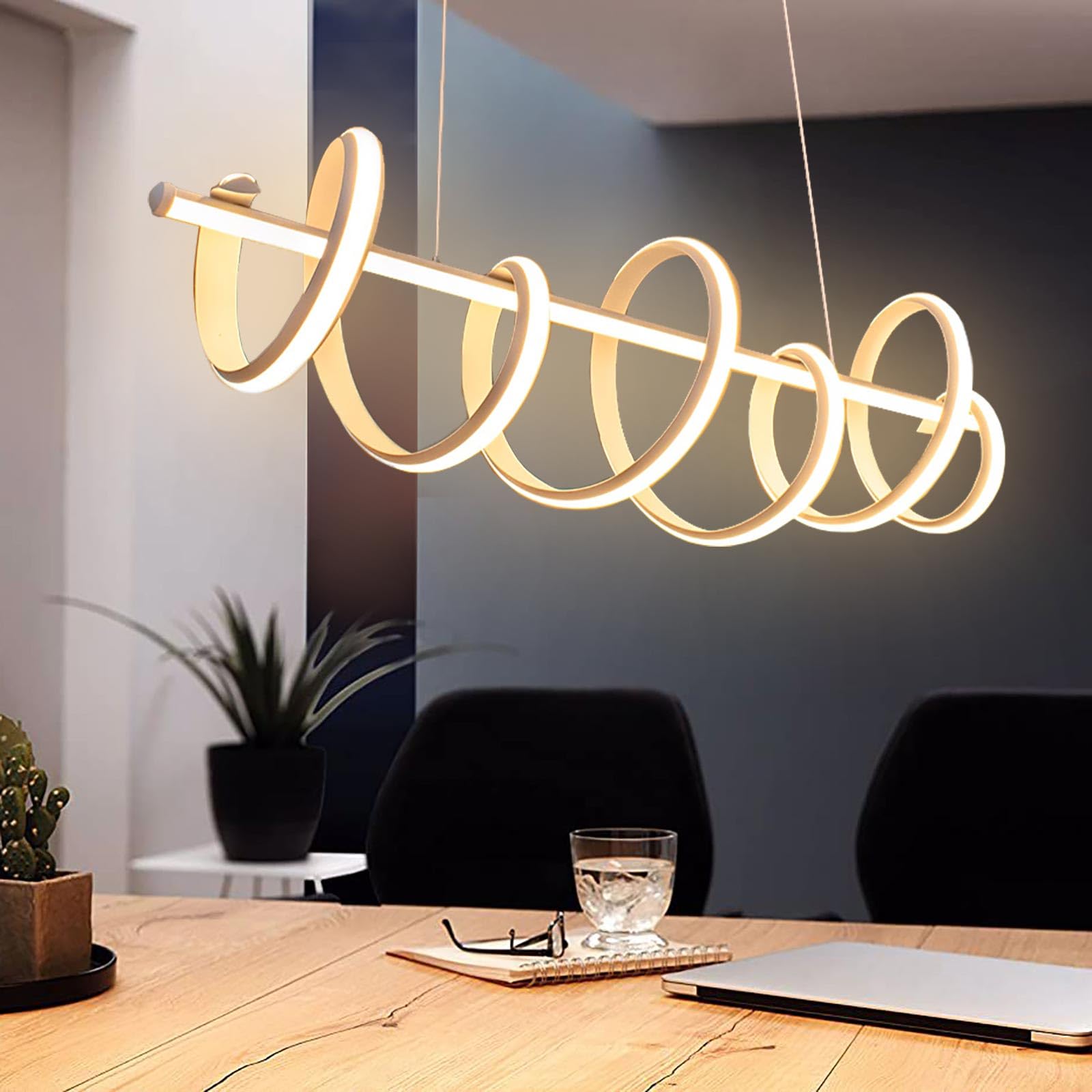 Planetitaly Lampadario pendente stilizzato LED 60W CCT da 3000K a 6500K lampada a sospensione design moderno illuminazione cucina, soggiorno, salotto, ristorante, pizzeria, alimentazione 230V