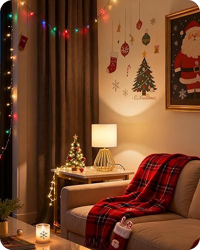 Miniatura 2 de Lámpara de mesa de noche, lámpara de mesa pequeña con pantalla de lino de jaula de lágrima, lámpara moderna de mesita de noche, pequeña lámpara de