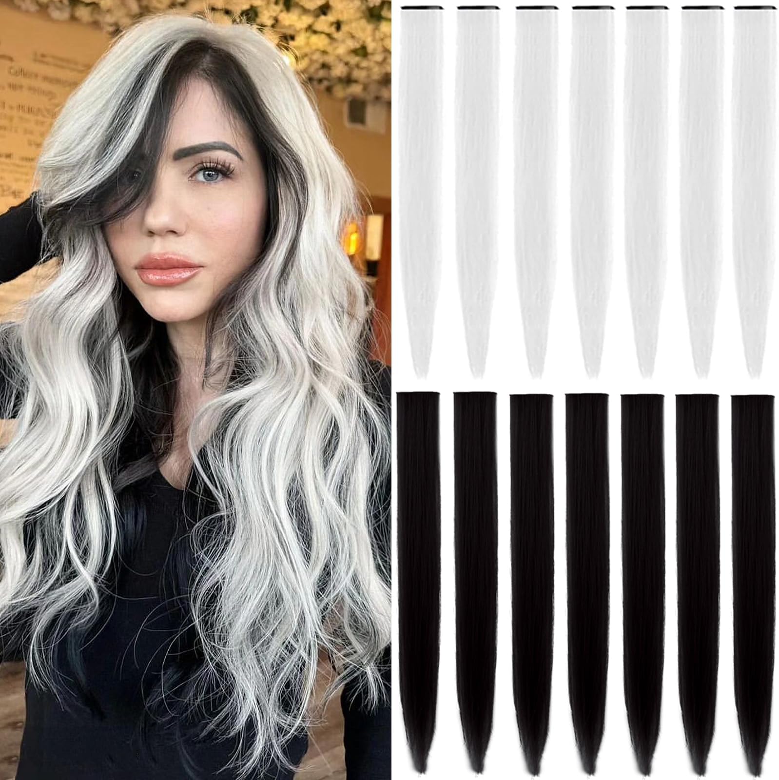 Black and white hair extensions Clearance