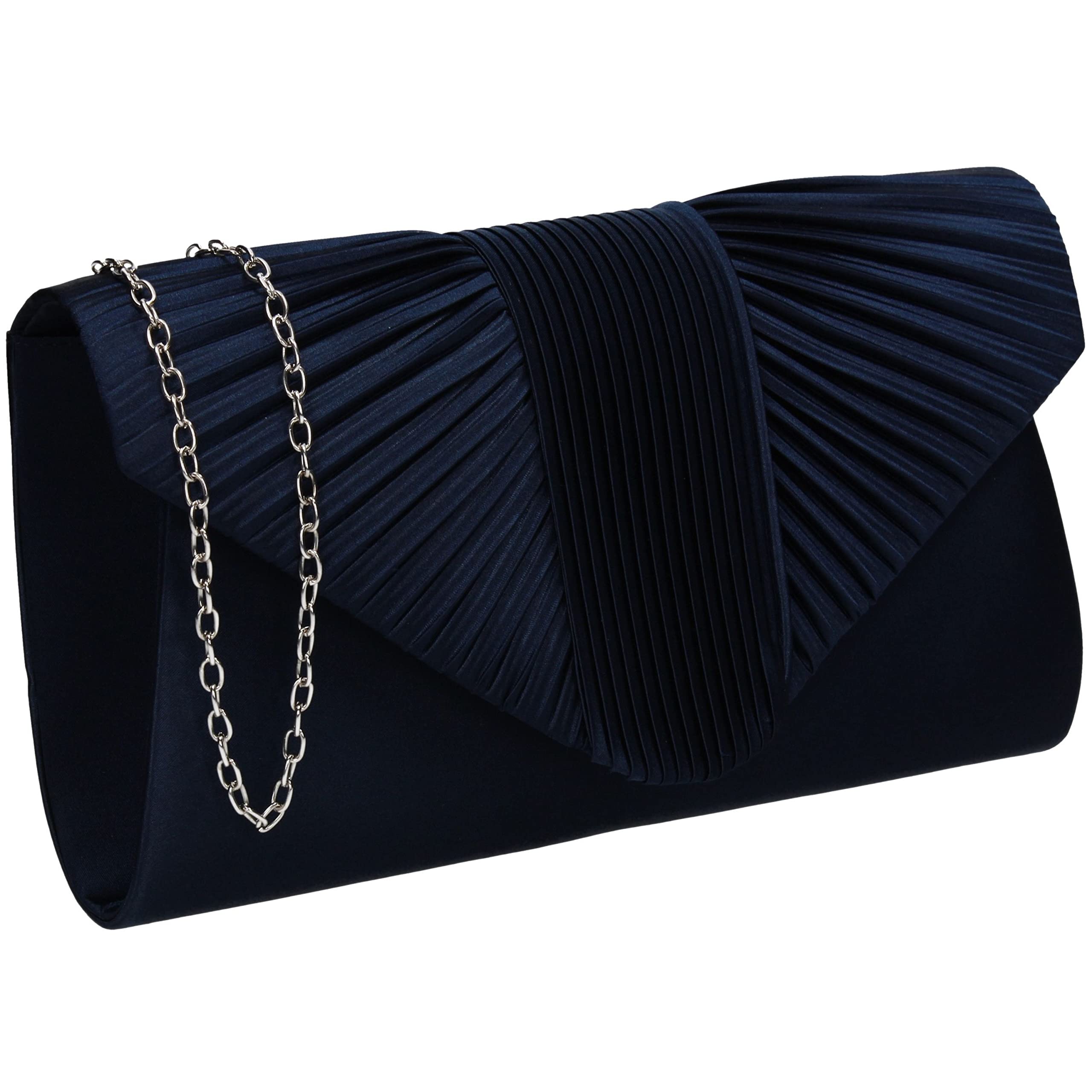 SwankySwans Sophie Womens Satin Party Prom Wedding Evening Clutch Bag Purse (Navy)