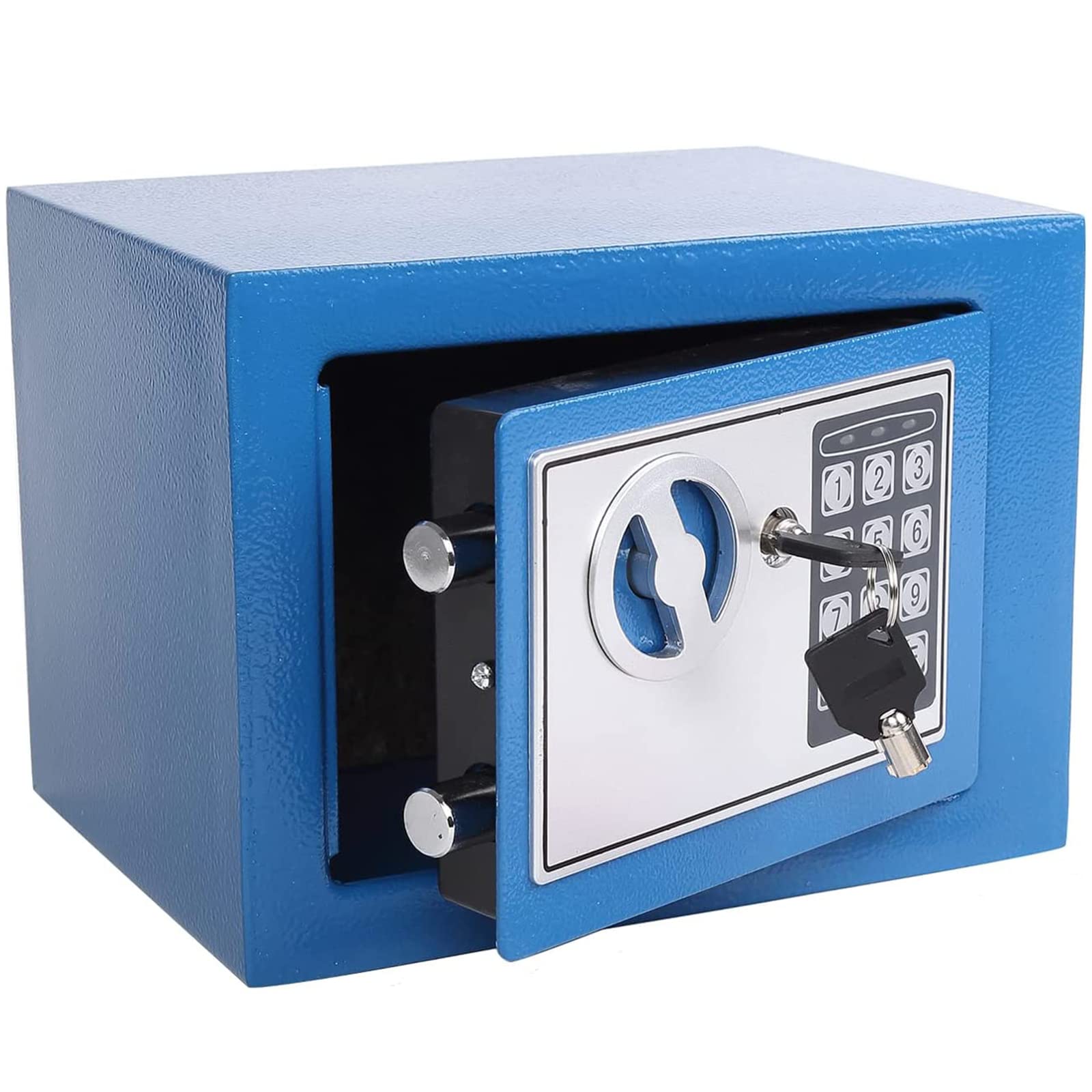 Cassaforte Da Incasso A Muro Con Tastierino Digitale Struttura in Metallo Con 2 Chiavi Cassetta Di Sicurezza Portatile Cassaforte A Mobile,Cassaforte Piccola Per Uso Domestico E Ufficio,Blu