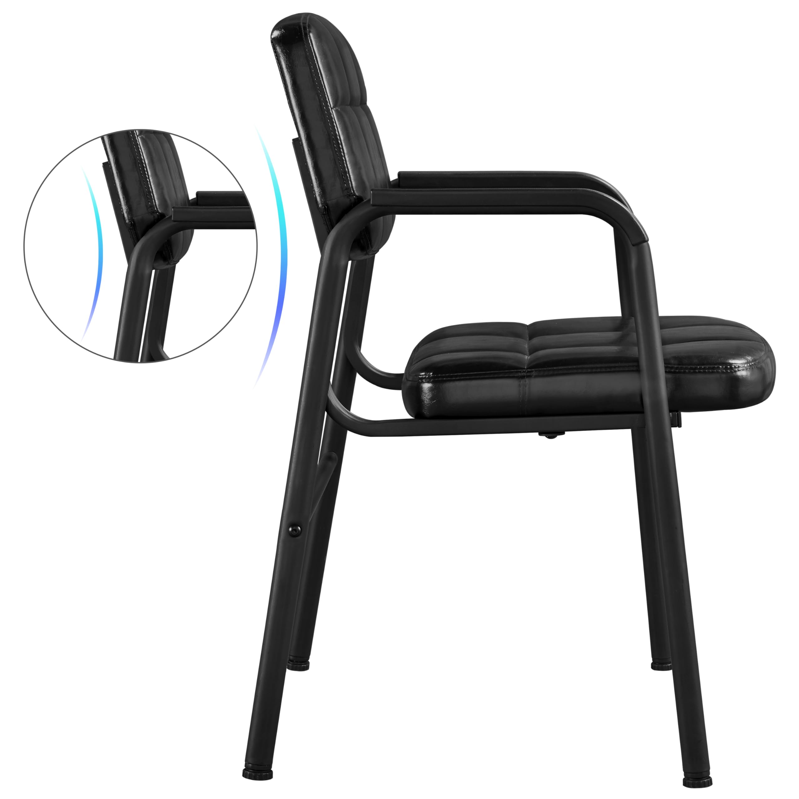 Yaheetech Chaises de Visiteur Fauteuil Salon Fauteuil d'accueil Visiteur Siège Rembourré en Smilicuir pour Bureau/Salle d'Attente/Cuisine Noir Lot de 2