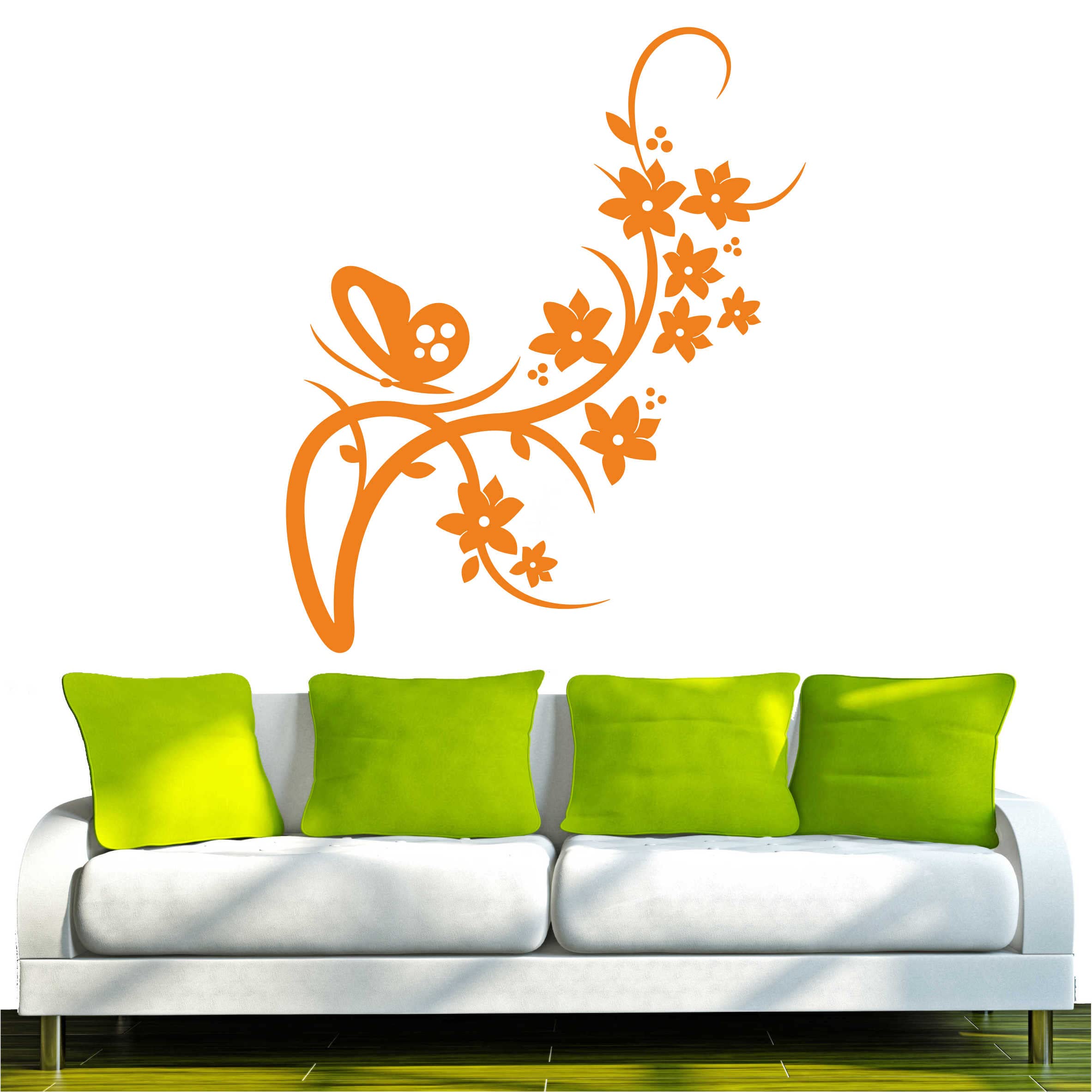 INDIGOS UG - Decalcomanie da muro - adesivi da parete - Murale - D192 Vite con bei di Piante Farfalla Fiore Tribale, Lilla, 80 x 40 cm - Decorazione