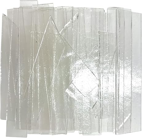 2 LB COE 96 Clear Glass Scraps Strips - System 96 Fusing Glass Scraps Strips