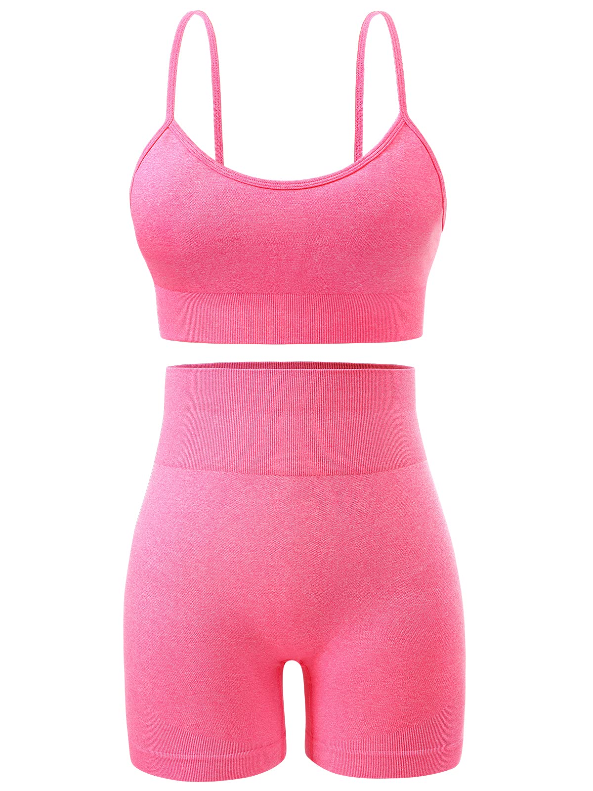 Ourgifts Workout Sets for Women 2 Piece Outfits Gym Shorts Women High Waisted with Adjustable Padded Sports Bra Gym Sets