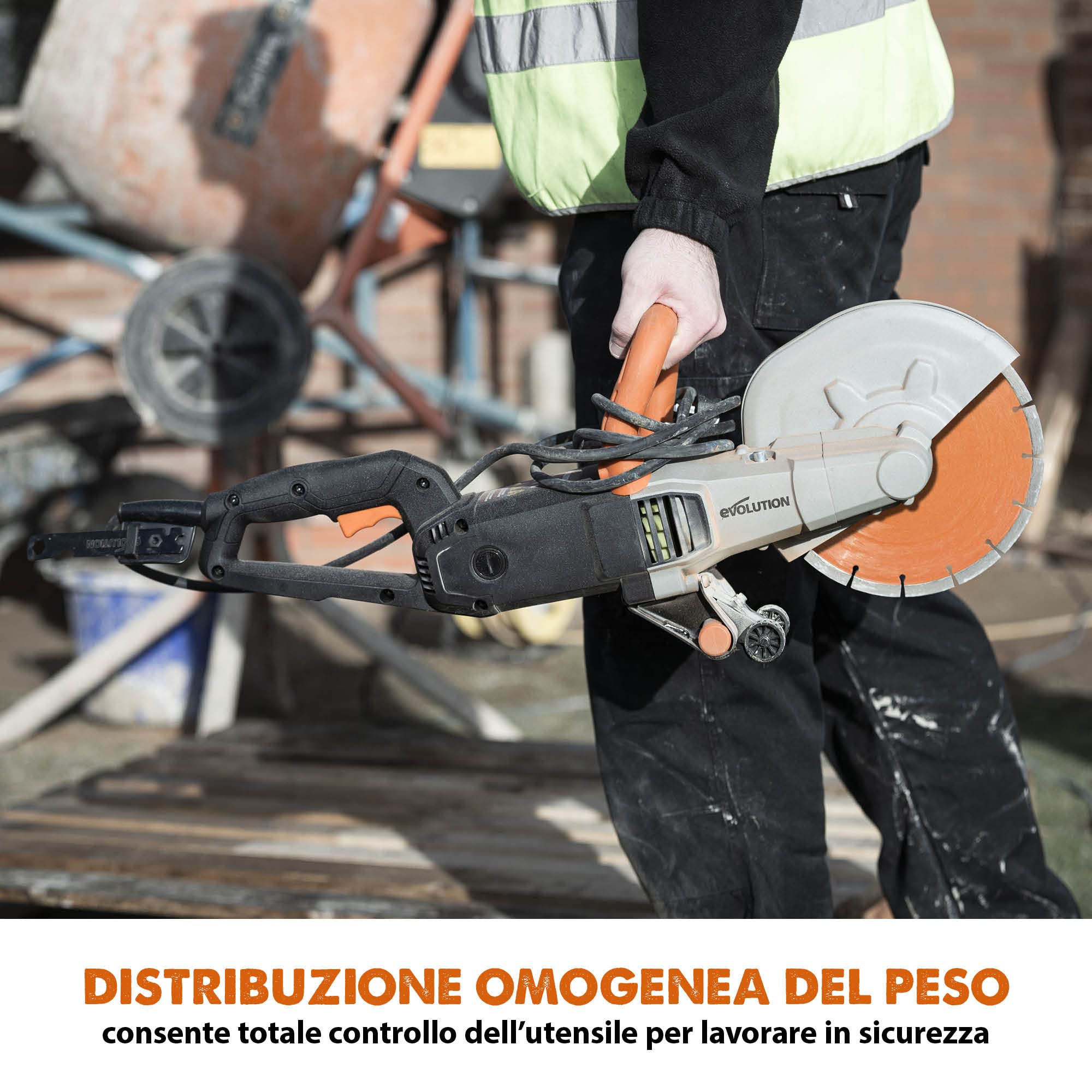Evolution R255DCT 255 mm Sega da cemento - Non a benzina, capacità di taglio 102,5 mm, lama diamantata premium inclusa, scanalatrice da muro, sega affondamento