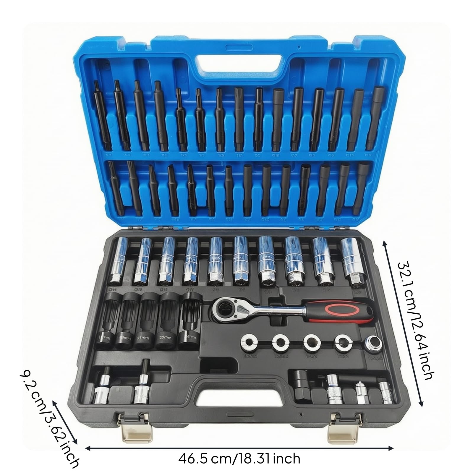 Baoblaze Removal Socket Ensemble Douille Dépose Amortisseur Set Outil Châssis Véhicule Coffret Cliquet Acier Mallette Organisée Maintenance Auto Quotidienne Atelier