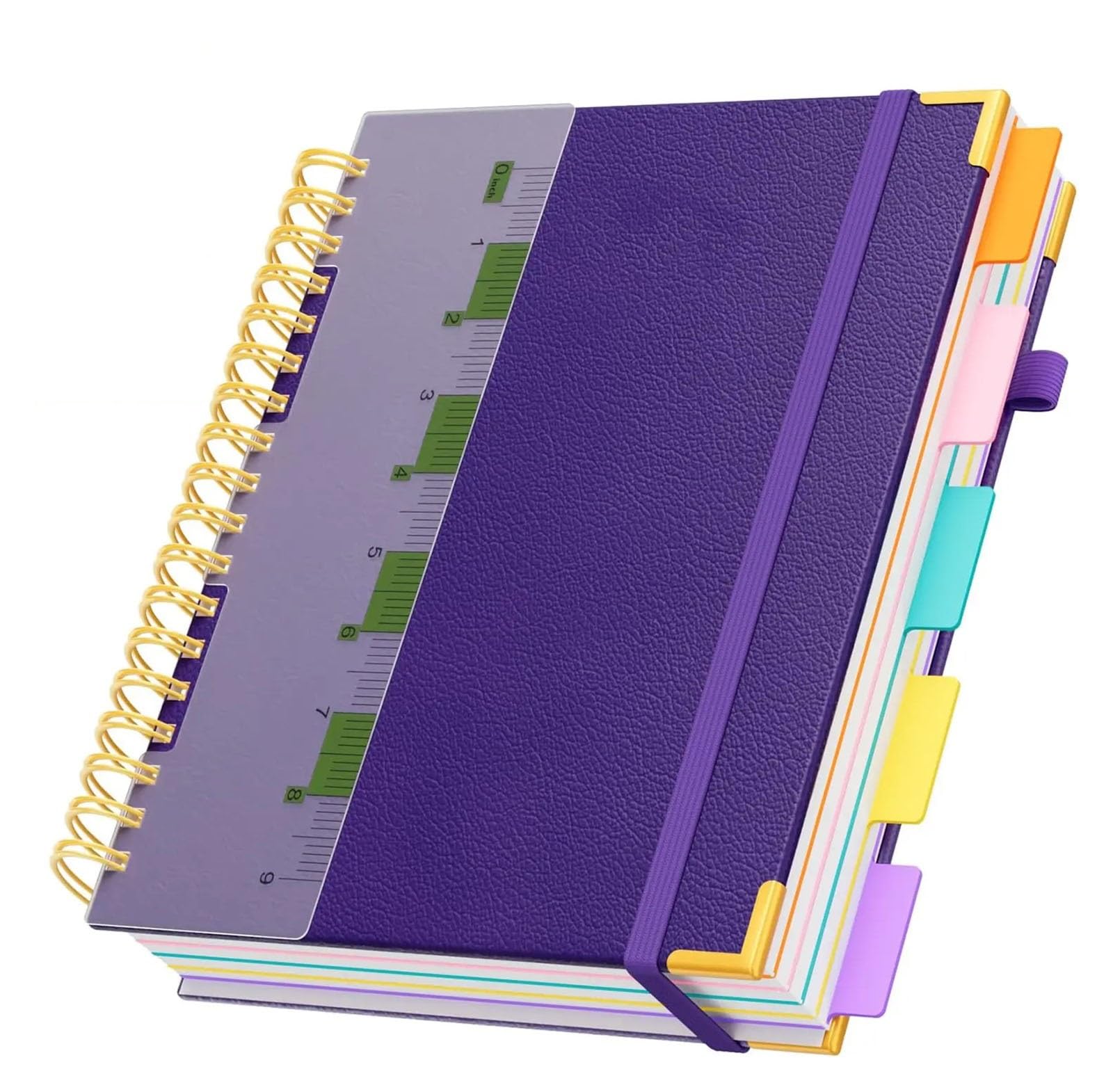 Quaderno a spirale con 5 soggetti e divisori, 300 pagine, a righe universitarie, formato B5, 8x10, for compiti scolastici, viola