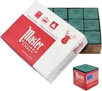 12un. Giz Master Profissional para Taco de Sinuca/Bilhar c/Sola de Couro Verde