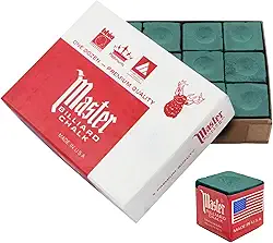 12un. Giz Master Profissional para Taco de Sinuca/Bilhar c/Sola de Couro Verde