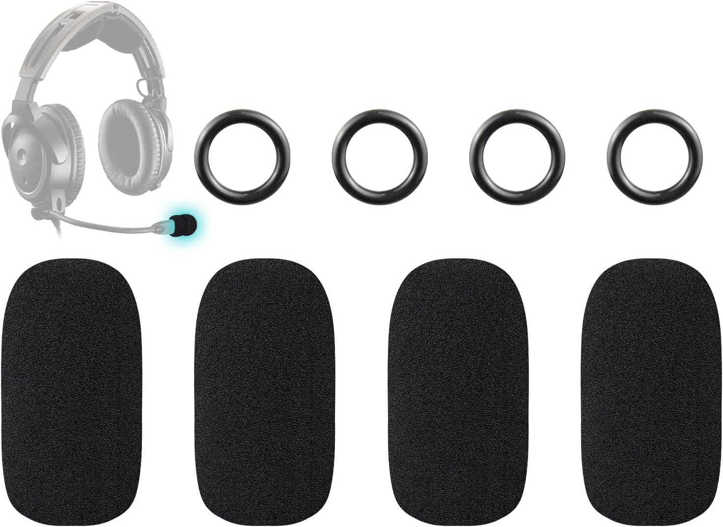 Protective Microphone Foam Cover Pop Filter for Bose Aviation X A10/A20/A30 Headphones, Mic Cover WindScreen with High-Density Foam - Black