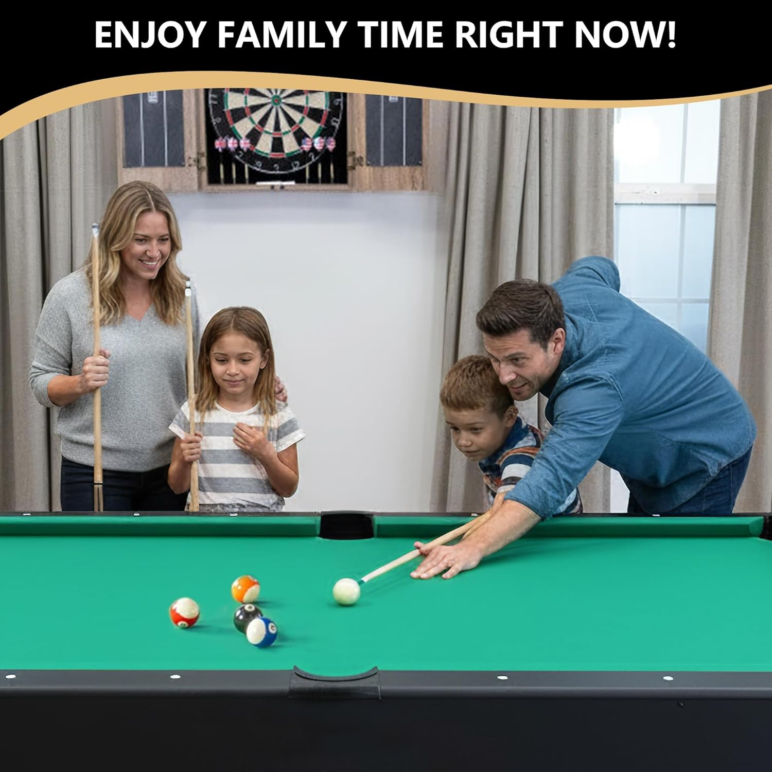 Billiard Table, 7 FT Pool Table with with Balls, Cues, Chalk, Brush and Triangle, Pool Table Set for Family Game Room, Adult Rrec Room, Basements, Man cave or Garage