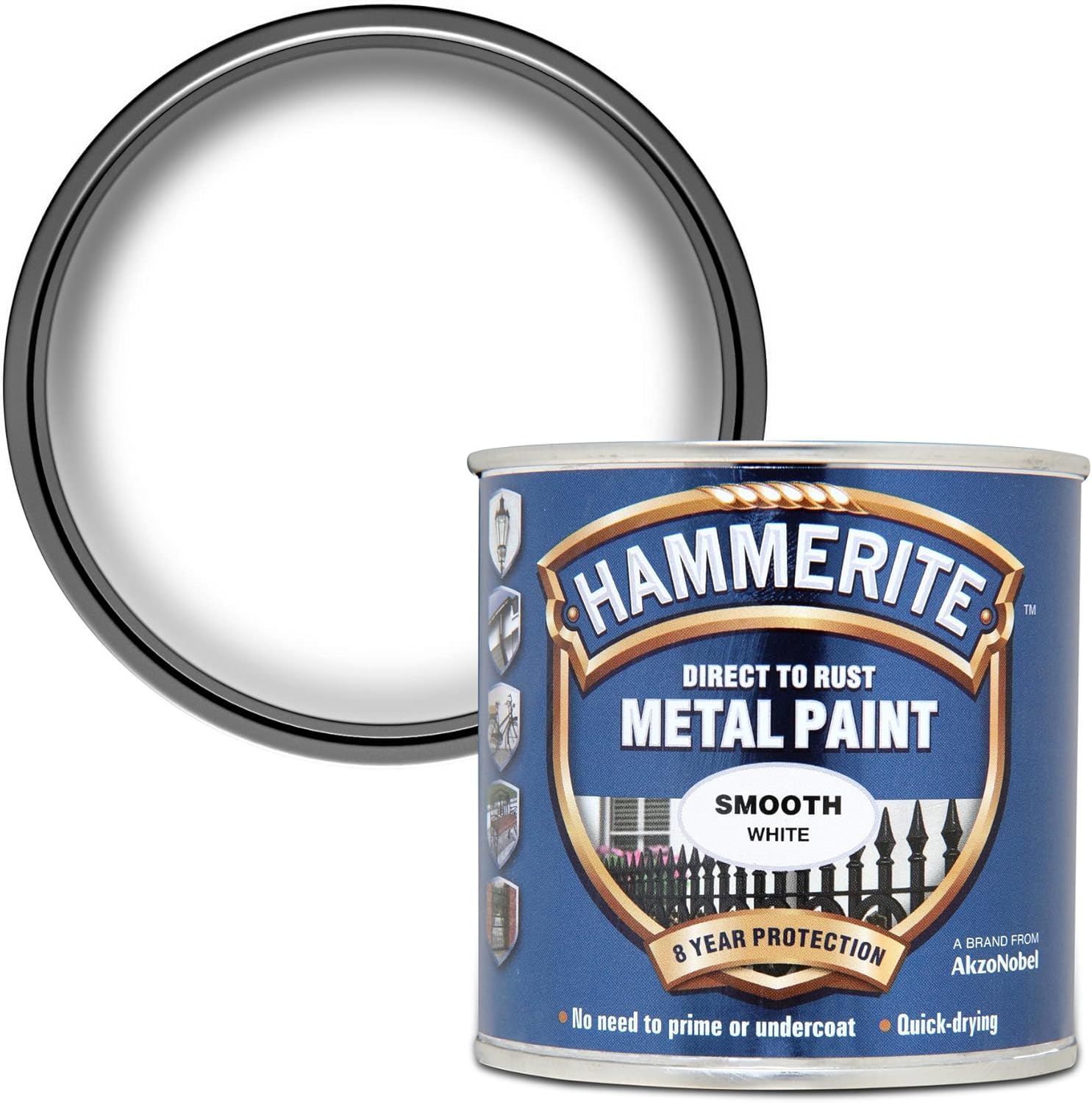 Metal Paint Smooth 250ml White – Rust-Resistant, Quick-Drying Coating for Metal Surfaces, Ideal for Gates, Railings & Furniture, Indoor & Outdoor Use